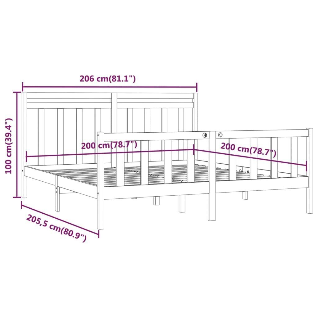 Sängynrunko täysi mänty 200x200 cm hinta ja tiedot | Sängyt | hobbyhall.fi