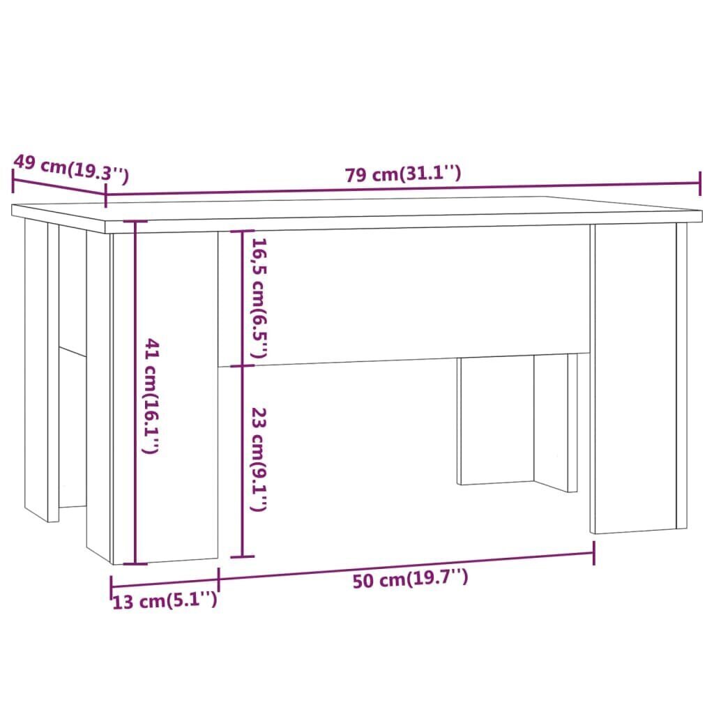 Sohvapöytä ruskea tammi 79x49x41 cm tekninen puu hinta ja tiedot | Sohvapöydät | hobbyhall.fi