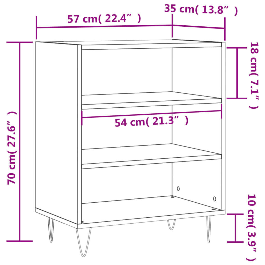 Senkki korkeakiilto valkoinen 57x35x70 cm tekninen puu hinta ja tiedot | Olohuoneen kaapit ja lipastot | hobbyhall.fi