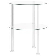 2-kerroksinen sivupöytä läpinäkyvä 38 cm karkaistu lasi hinta ja tiedot | Sohvapöydät | hobbyhall.fi