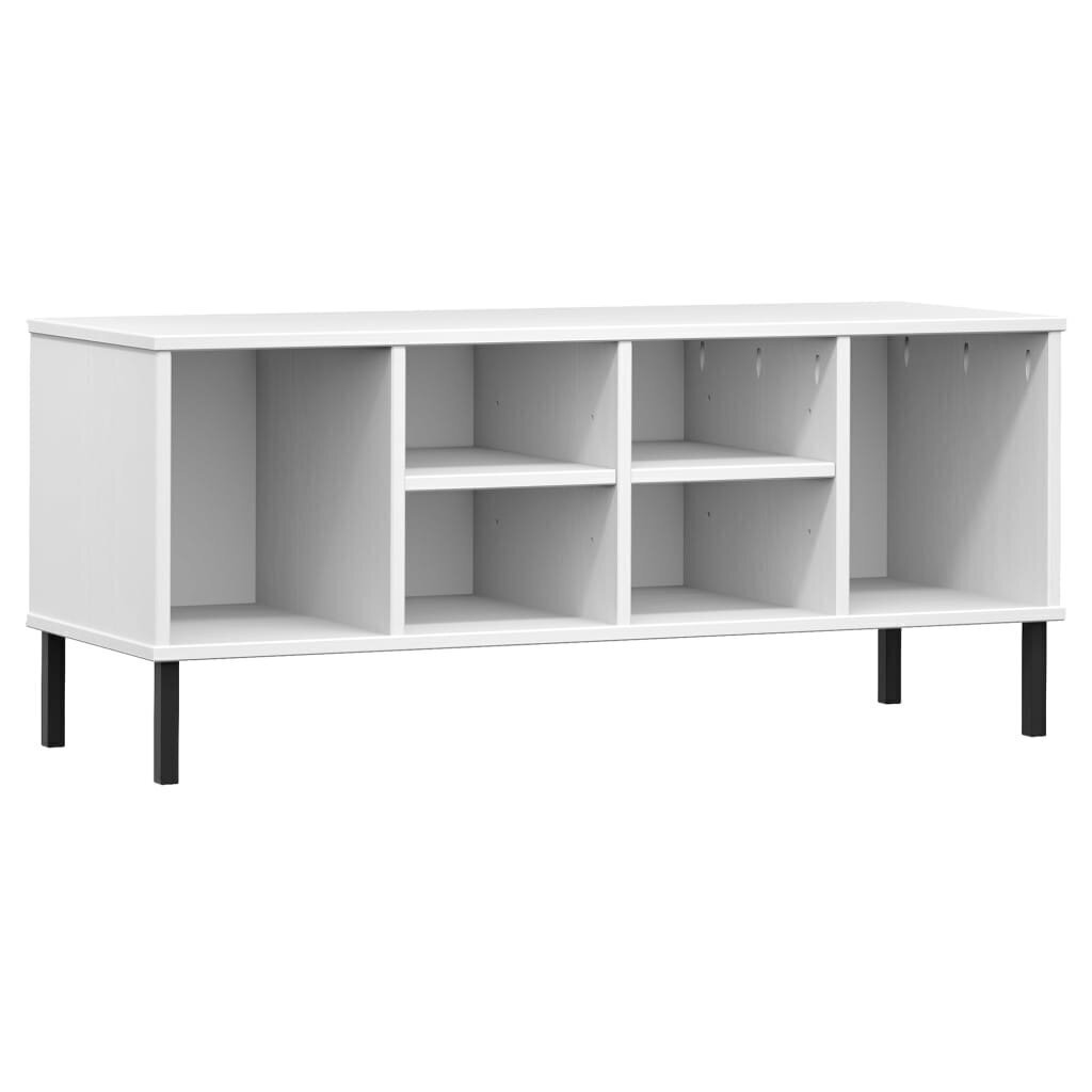 Kenkäteline metallijaloilla valkoinen 106x35x45 cm täyspuu OSLO hinta ja tiedot | Kenkäkaapit ja -hyllyt | hobbyhall.fi