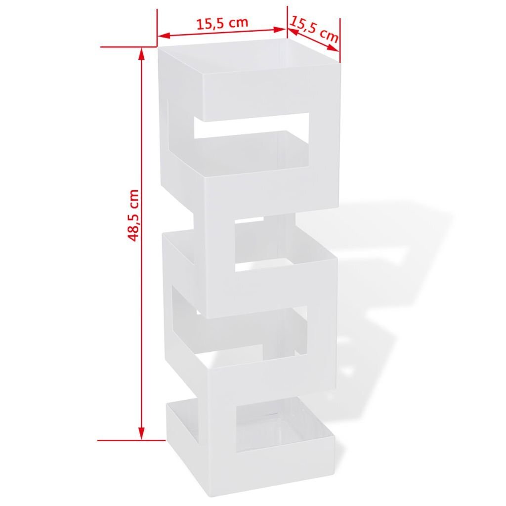 Valkoinen neliön sateenvarjoteline, kävelykeppijalusta, terästä, 48,5 cm hinta ja tiedot | Sisustustuotteet | hobbyhall.fi