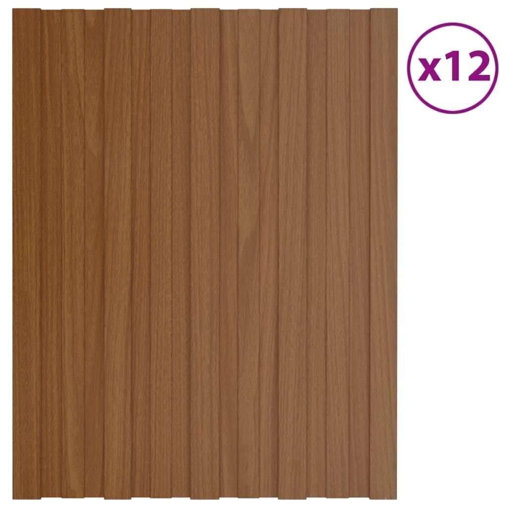 Kattopaneeli 12 kpl galvanoitu teräs ruskea 60x45 cm hinta ja tiedot | Katokset | hobbyhall.fi