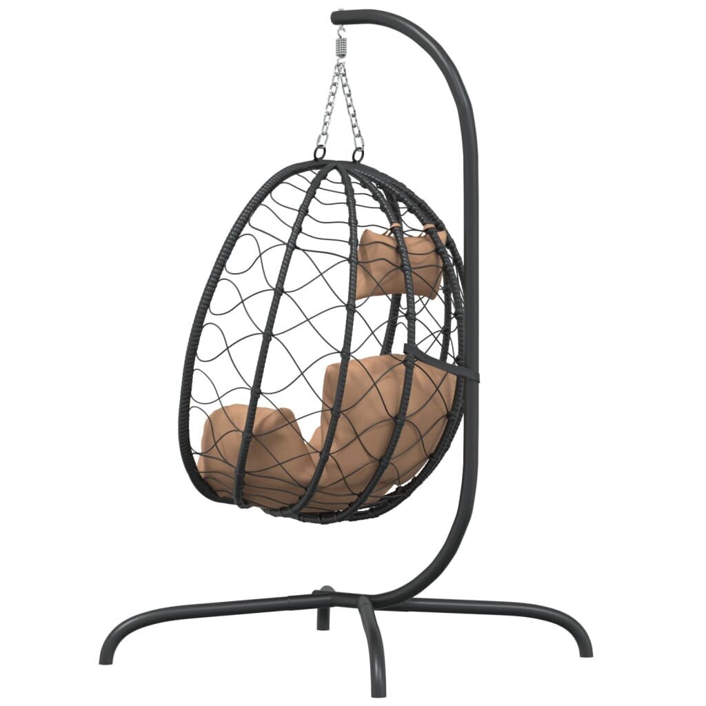 Riippuva munanmuotoinen tuoli, taupe, rottinki/teräs hinta ja tiedot | Puutarhakeinut | hobbyhall.fi