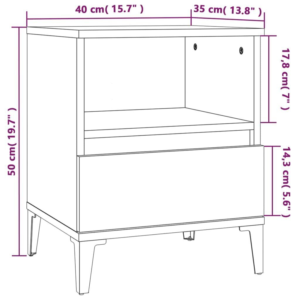 Yöpöytä savutammi 40x35x50 cm hinta ja tiedot | Yöpöydät | hobbyhall.fi