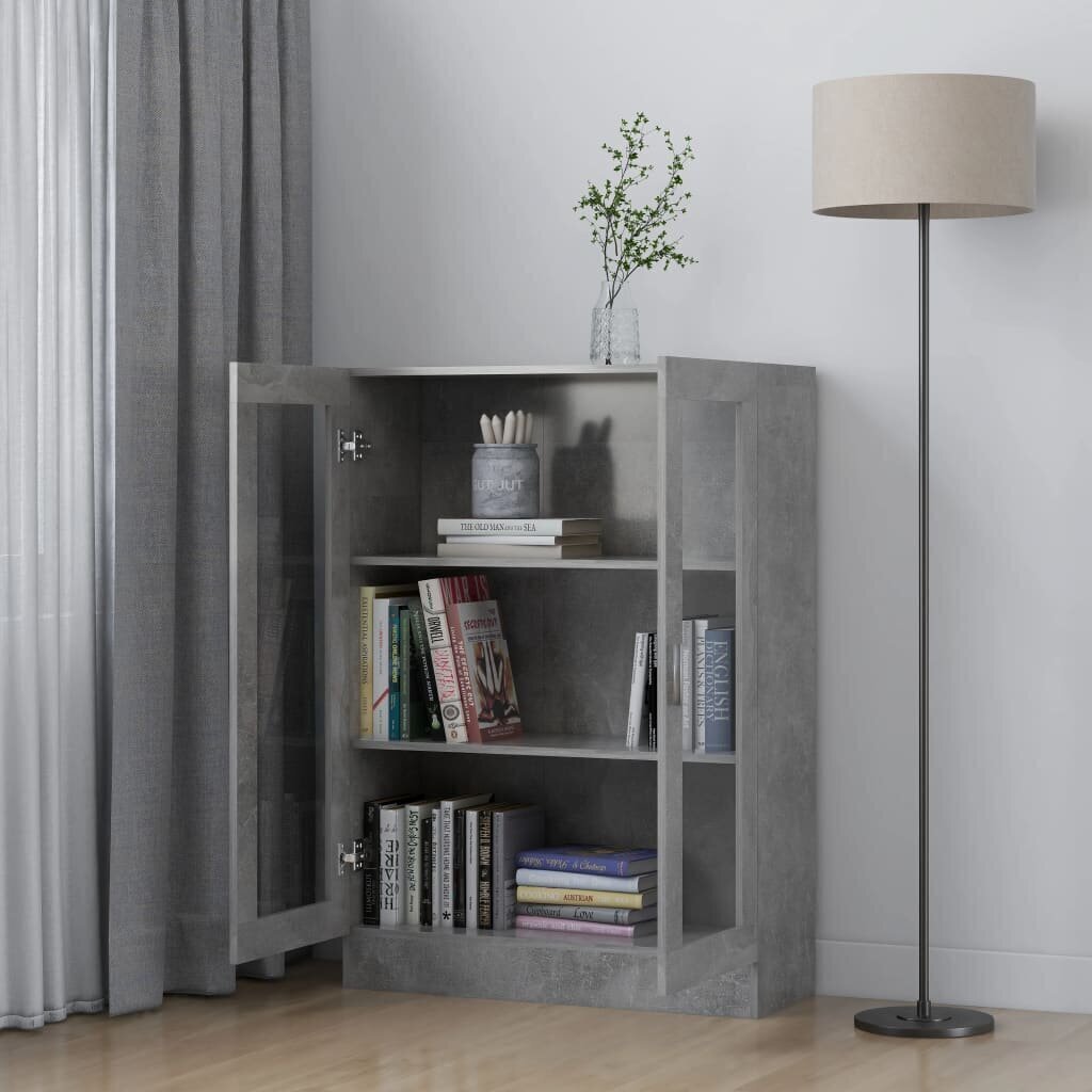 Vitriinikaappi betoninharmaa 82,5x30,5x115 cm lastulevy hinta ja tiedot | Vitriinit | hobbyhall.fi