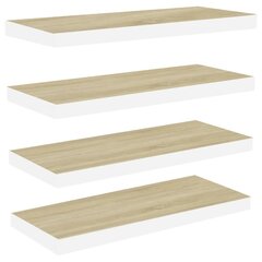 Kelluvat seinähyllyt 4 kpl tammi ja valkoinen 80x23,5x3,8cm MDF hinta ja tiedot | Hyllyt | hobbyhall.fi