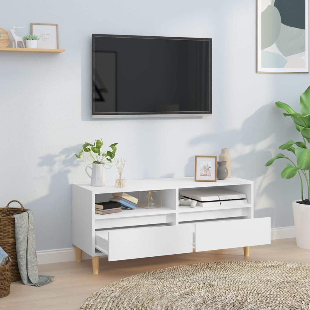 TV-taso valkoinen 100x34,5x44,5 cm tekninen puu hinta ja tiedot | TV-tasot | hobbyhall.fi