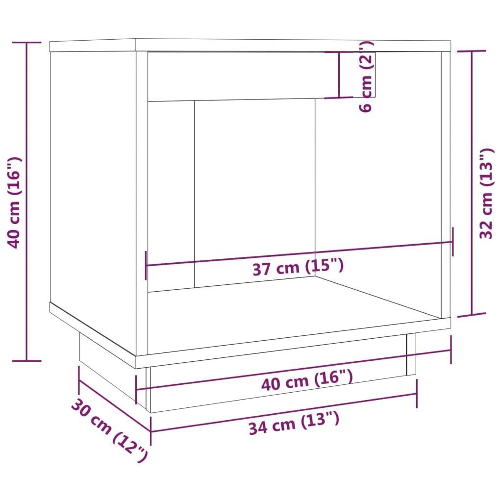 Yöpöytä hunajanruskea 40x30x40 cm täysmänty hinta ja tiedot | Yöpöydät | hobbyhall.fi