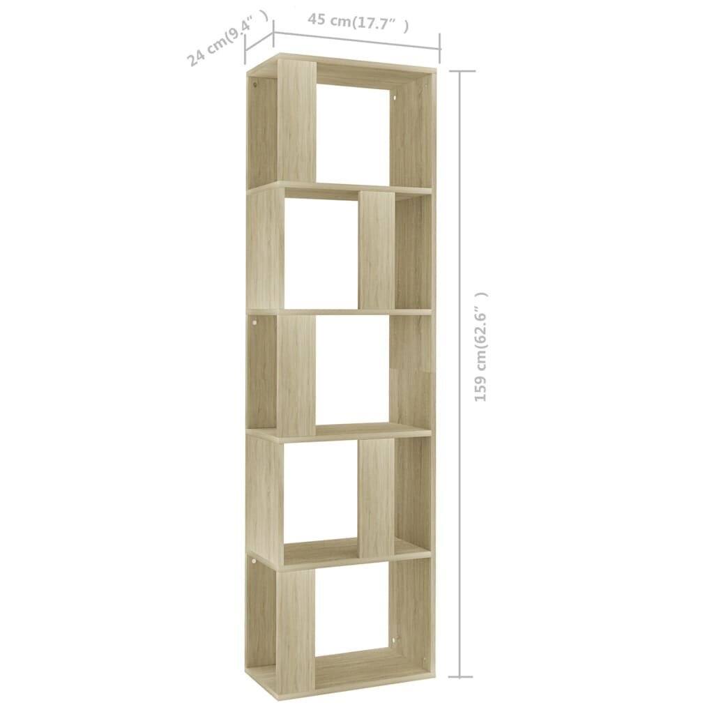 Kirjahylly/tilanjakaja Sonoma tammi 45x24x159 cm lastulevy hinta ja tiedot | Hyllyt | hobbyhall.fi