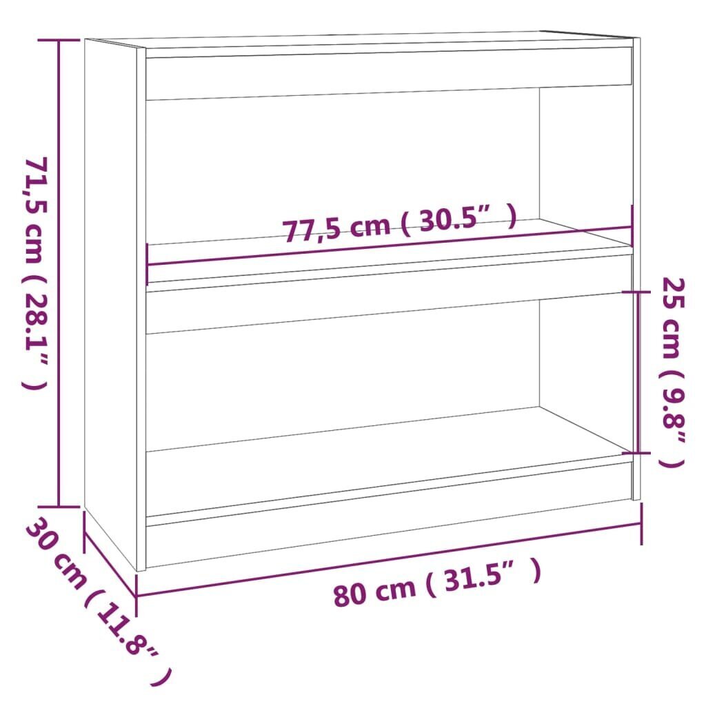 Kirjahylly/tilanjakaja hunajanruskea 80x30x71,5 cm täysi mänty hinta ja tiedot | Hyllyt | hobbyhall.fi