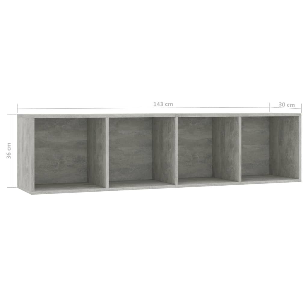 Kirjahylly/TV-taso betoninharmaa 143x30x36 cm hinta ja tiedot | Hyllyt | hobbyhall.fi