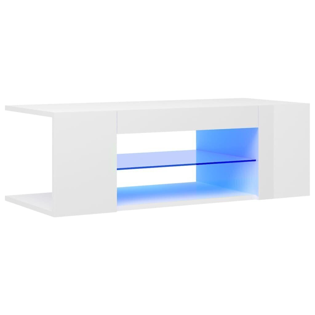 TV-taso LED-valoilla korkeakiilto valkoinen 90x39x30 cm hinta ja tiedot | TV-tasot | hobbyhall.fi