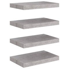 Kelluvat seinähyllyt 4 kpl betoninharmaa 40x23x3,8 cm MDF hinta ja tiedot | Hyllyt | hobbyhall.fi