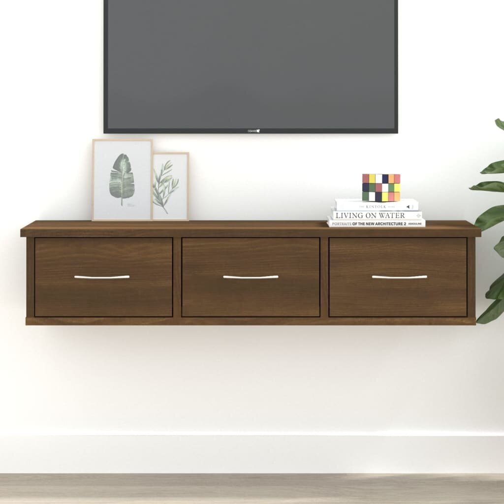 TV-seinäkaappi ruskea tammi 88x26x18,5 cm tekninen puu hinta ja tiedot | Hyllyt | hobbyhall.fi