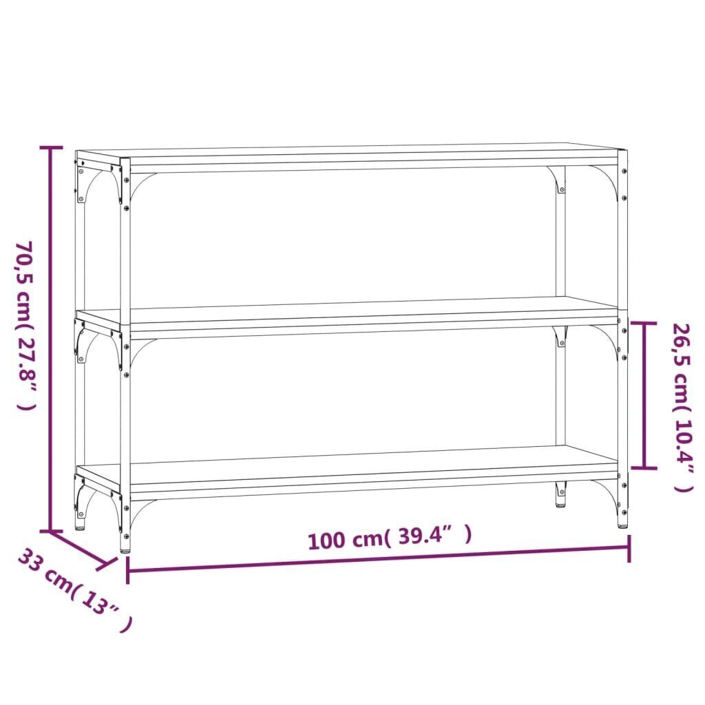 Kirjahylly ruskea tammi 100x33x70,5 cm tekninen puu ja teräs hinta ja tiedot | Hyllyt | hobbyhall.fi