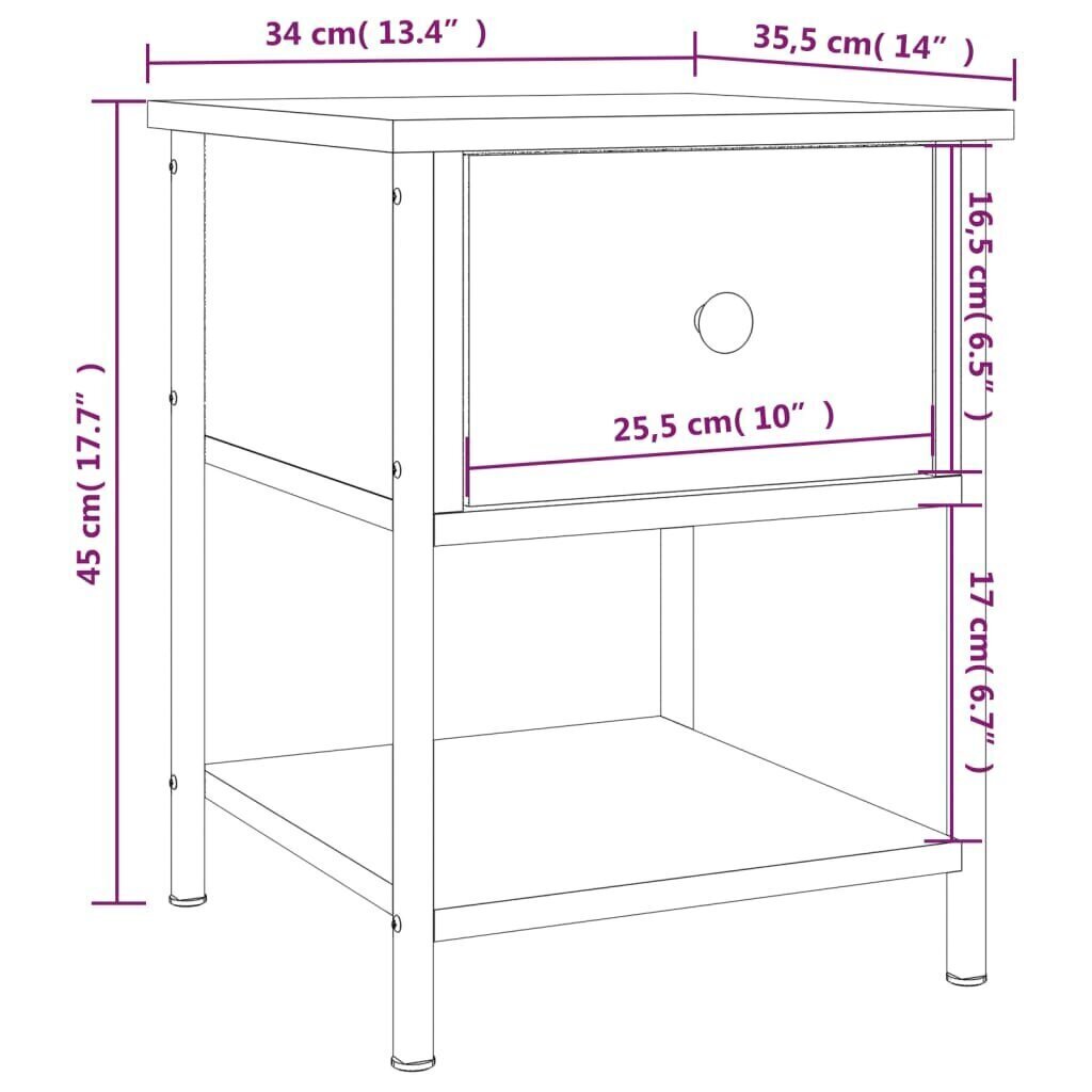 Yöpöytä musta 34x35,5x45 cm tekninen puu hinta ja tiedot | Yöpöydät | hobbyhall.fi