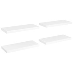 Kelluvat seinähyllyt 4 kpl valkoinen 60x23,5x3,8cm MDF hinta ja tiedot | Hyllyt | hobbyhall.fi