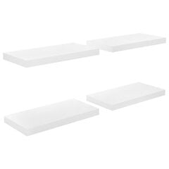 Kelluvat seinähyllyt 4 kpl korkeakiilto valk. 50x23x3,8 cm MDF hinta ja tiedot | Hyllyt | hobbyhall.fi