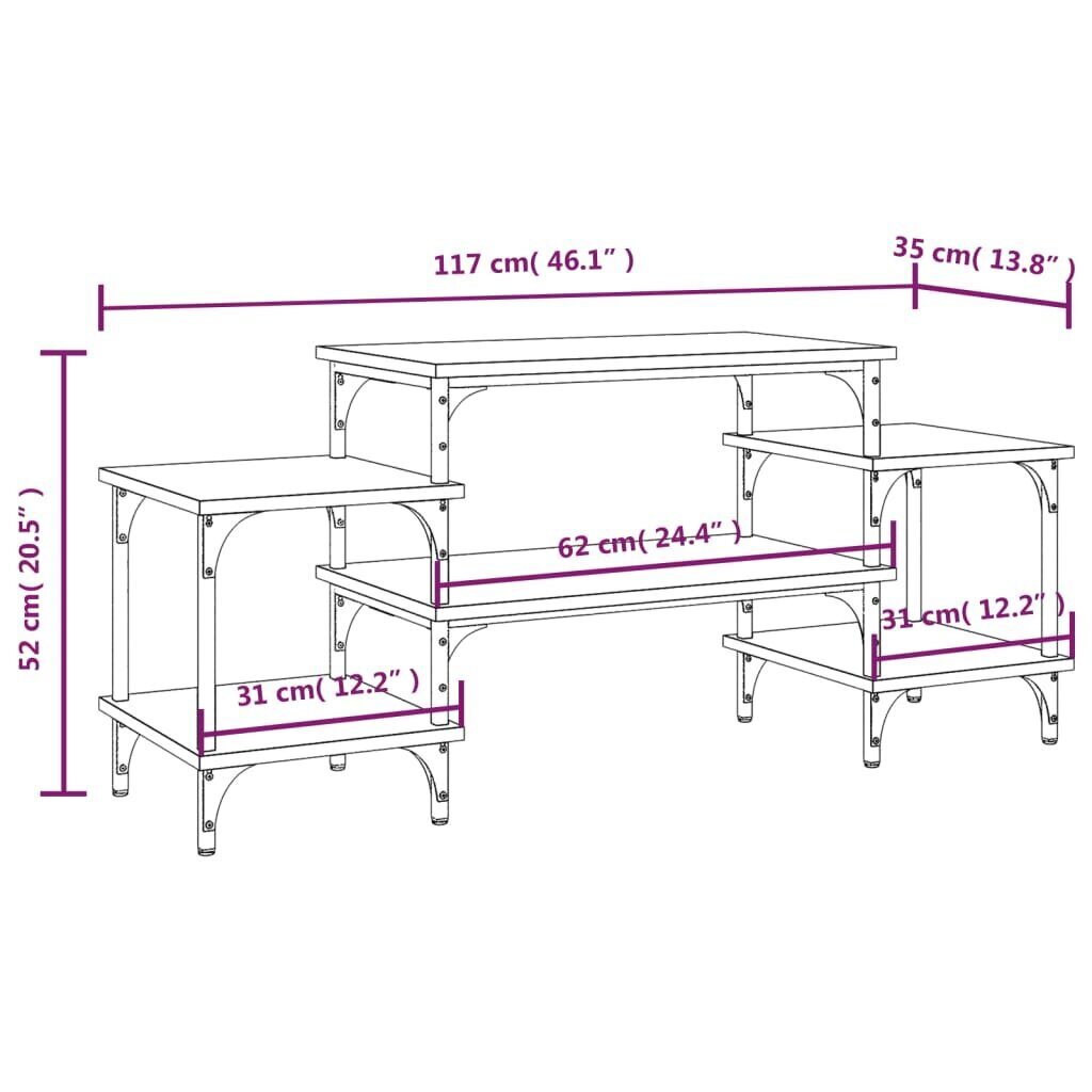 TV-taso harmaa Sonoma 117x35x52 cm tekninen puu hinta ja tiedot | TV-tasot | hobbyhall.fi