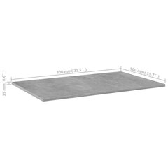 Kirjahyllytasot 4 kpl betoninharmaa 80x50x1,5 cm lastulevy hinta ja tiedot | Hyllyt | hobbyhall.fi