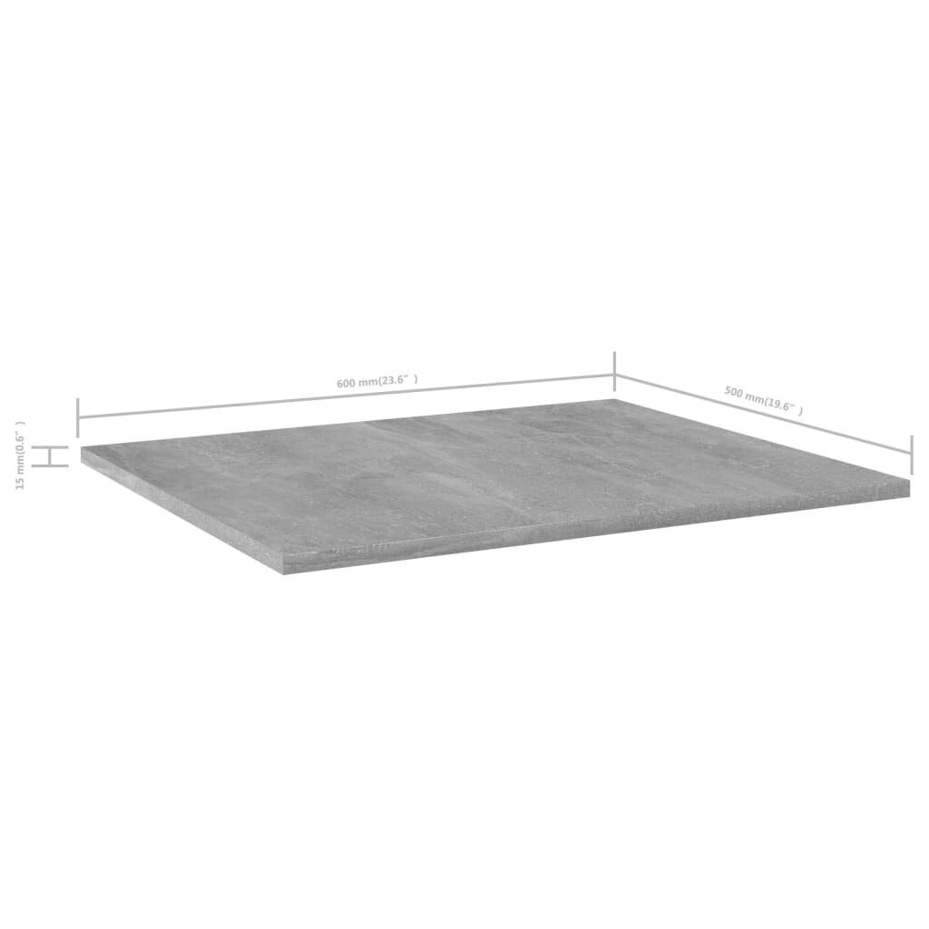 Kirjahyllytasot 4 kpl betoninharmaa 60x50x1,5 cm lastulevy hinta ja tiedot | Hyllyt | hobbyhall.fi