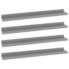 Seinähyllyt 4 kpl harmaa 60x9x3 cm hinta ja tiedot | Hyllyt | hobbyhall.fi