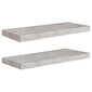 Kelluvat seinähyllyt 2 kpl betoninharmaa 60x23,5x3,8 cm MDF hinta ja tiedot | Hyllyt | hobbyhall.fi