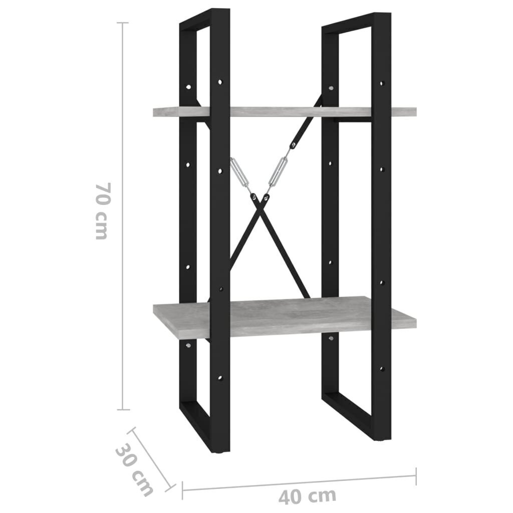 2-tasoinen kirjahylly betoninharmaa 40x30x70 cm lastulevy hinta ja tiedot | Hyllyt | hobbyhall.fi