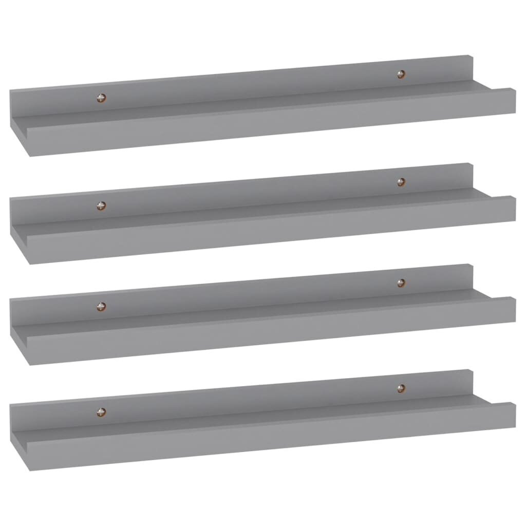 Seinähyllyt 4 kpl harmaa 40x9x3 cm hinta ja tiedot | Hyllyt | hobbyhall.fi