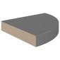 Kelluvat kulmahyllyt 2 kpl korkeakiilto harmaa 25x25x3,8 cm MDF hinta ja tiedot | Hyllyt | hobbyhall.fi