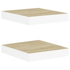 Kelluvat seinähyllyt 2 kpl tammi ja valkoinen 23x23,5x3,8cm MDF hinta ja tiedot | Hyllyt | hobbyhall.fi