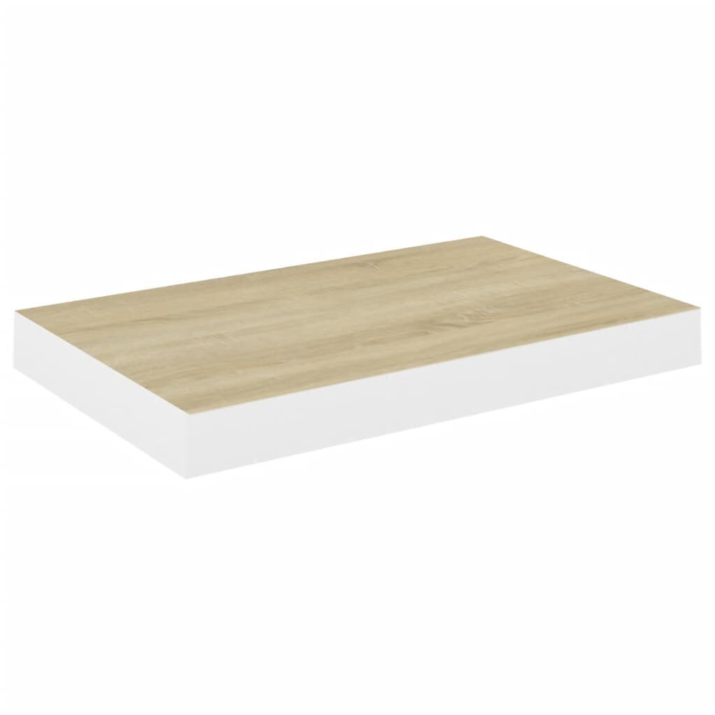 Kelluva seinähylly tammi ja valkoinen 50x23x3,8 cm MDF hinta ja tiedot | Hyllyt | hobbyhall.fi