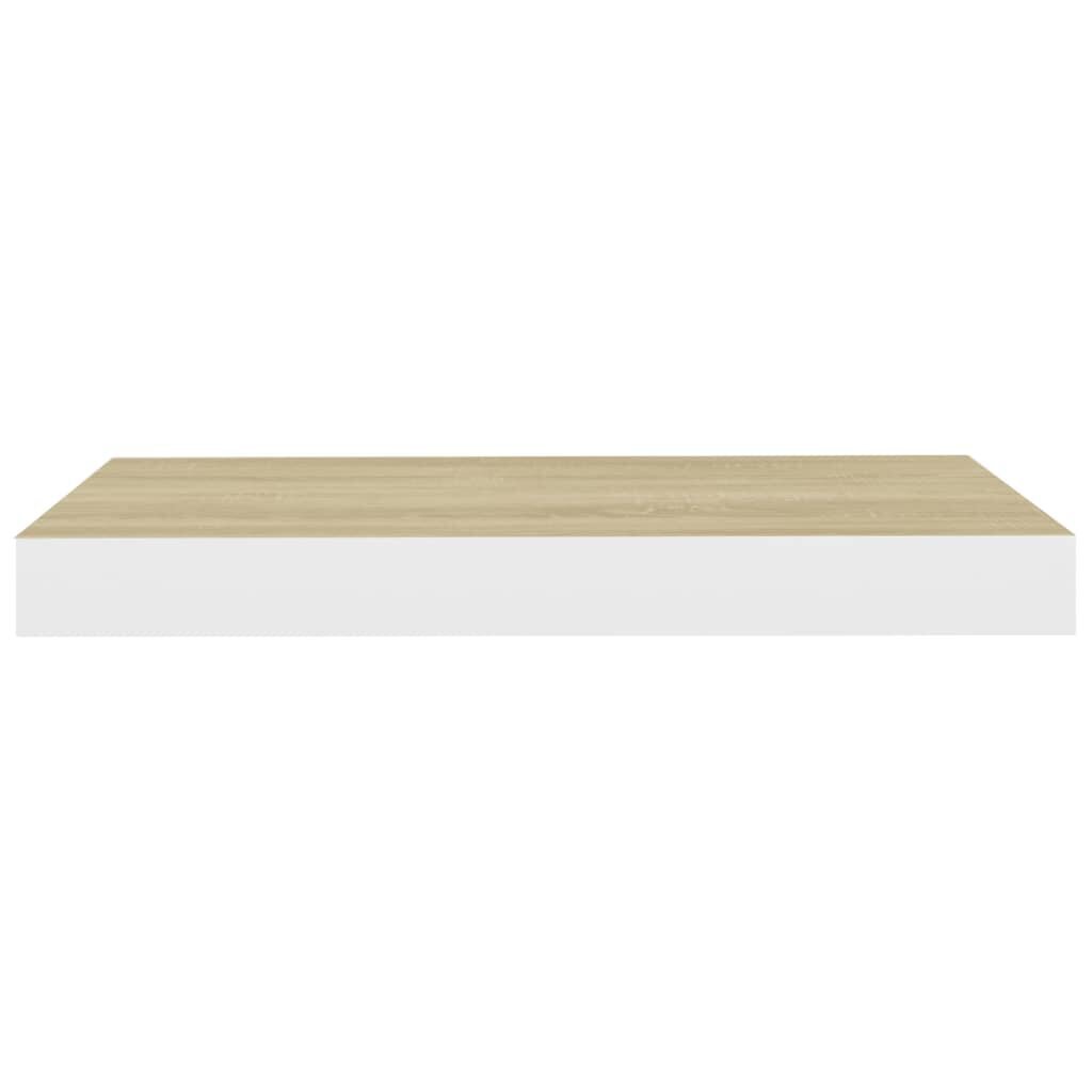 Kelluva seinähylly tammi ja valkoinen 50x23x3,8 cm MDF hinta ja tiedot | Hyllyt | hobbyhall.fi