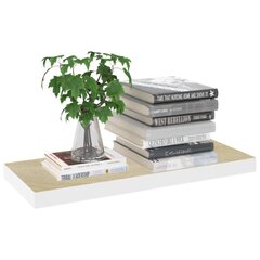 Kelluva seinähylly tammi ja valkoinen 60x23,5x3,8 cm MDF hinta ja tiedot | Hyllyt | hobbyhall.fi