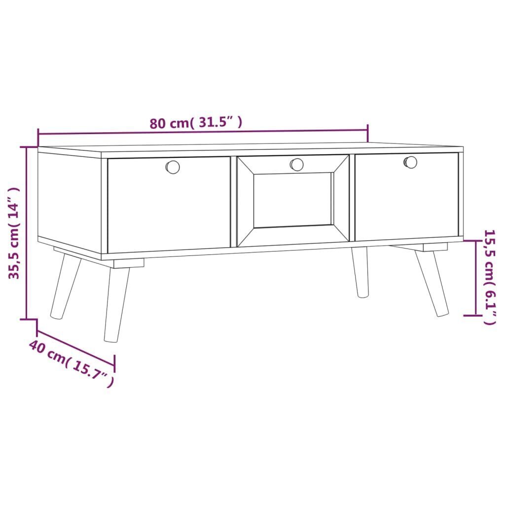 Sohvapöytä laatikoilla 80x40x35,5 cm tekninen puu hinta ja tiedot | Sohvapöydät | hobbyhall.fi