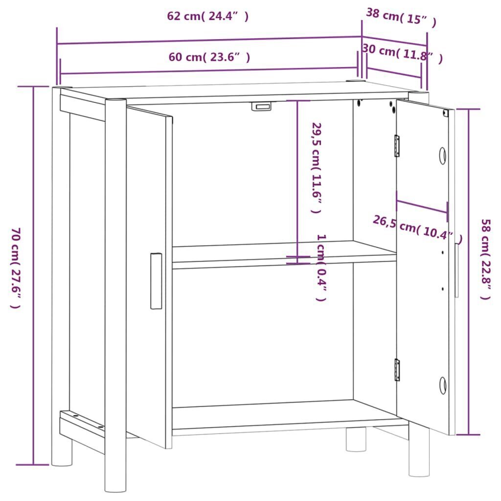 Senkki musta 62x38x70 cm tekninen puu hinta ja tiedot | Olohuoneen kaapit ja lipastot | hobbyhall.fi