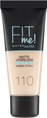 Maybelline FIT ME Matta meikkivoide 110 Posliini, 30ml hinta ja tiedot | Meikkivoiteet ja puuterit | hobbyhall.fi