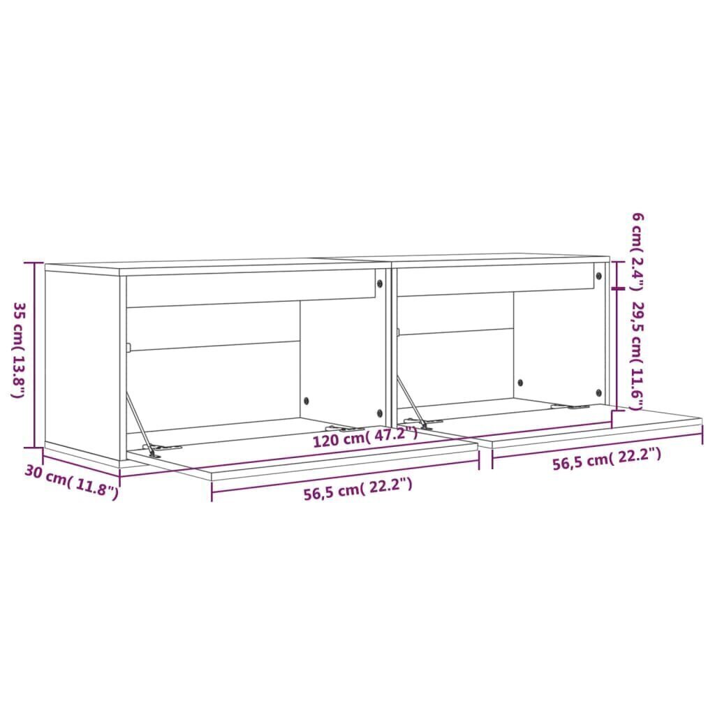 Seinäkaapit 2 kpl hunajanruskea 60x30x35 cm täysi mänty hinta ja tiedot | Olohuoneen kaapit ja lipastot | hobbyhall.fi