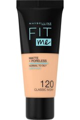 Nestemäinen meikkivoide Maybelline New York Fit Me! Matte &amp;amp; Poreless 30 ml, 120 Classic Ivor, 120 Classic Ivor hinta ja tiedot | Meikkivoiteet ja puuterit | hobbyhall.fi