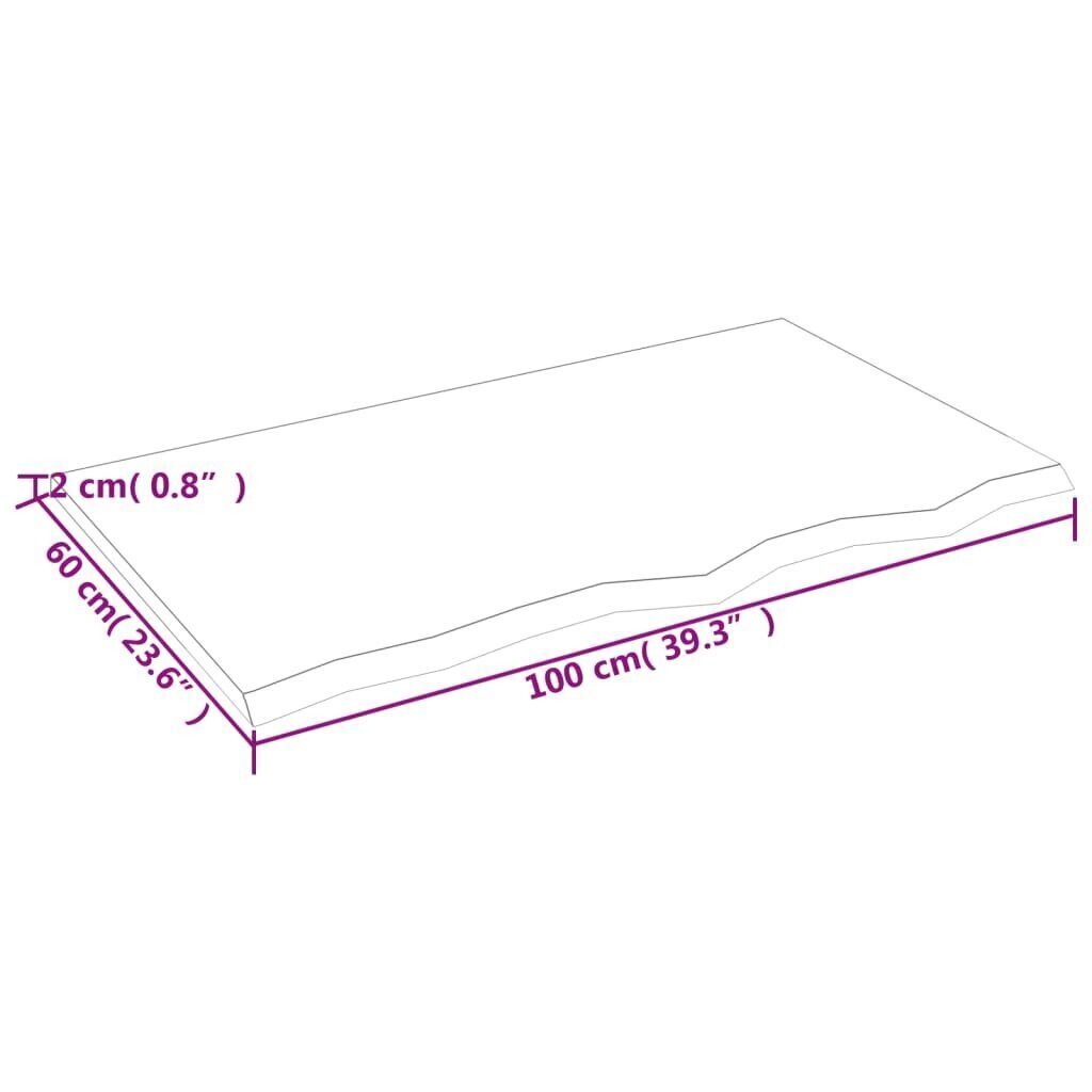 Seinähylly 100x60x2 cm käsittelemätön täysi tammi hinta ja tiedot | Hyllyt | hobbyhall.fi