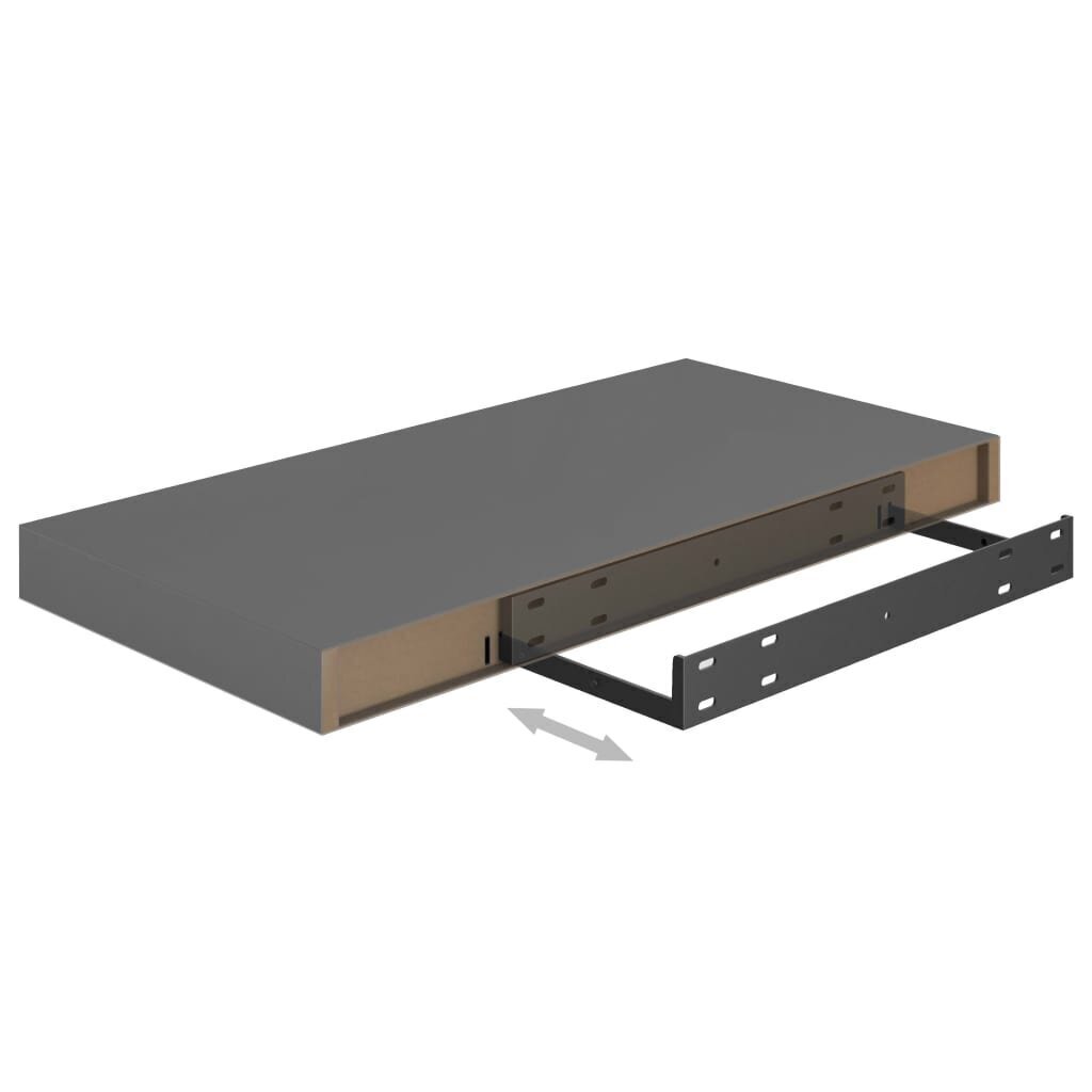 Kelluvat seinähyllyt 4 kpl korkeakiilto harmaa 50x23x3,8 cm MDF hinta ja tiedot | Hyllyt | hobbyhall.fi