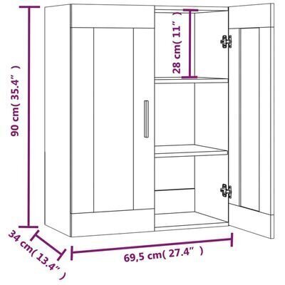 Riippuva seinäkaappi savutammi 69,5x34x90 cm hinta ja tiedot | Olohuoneen kaapit ja lipastot | hobbyhall.fi