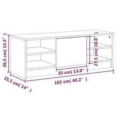 TV-taso ruskea tammi 102x35,5x36,5 cm tekninen puu hinta ja tiedot | TV-tasot | hobbyhall.fi