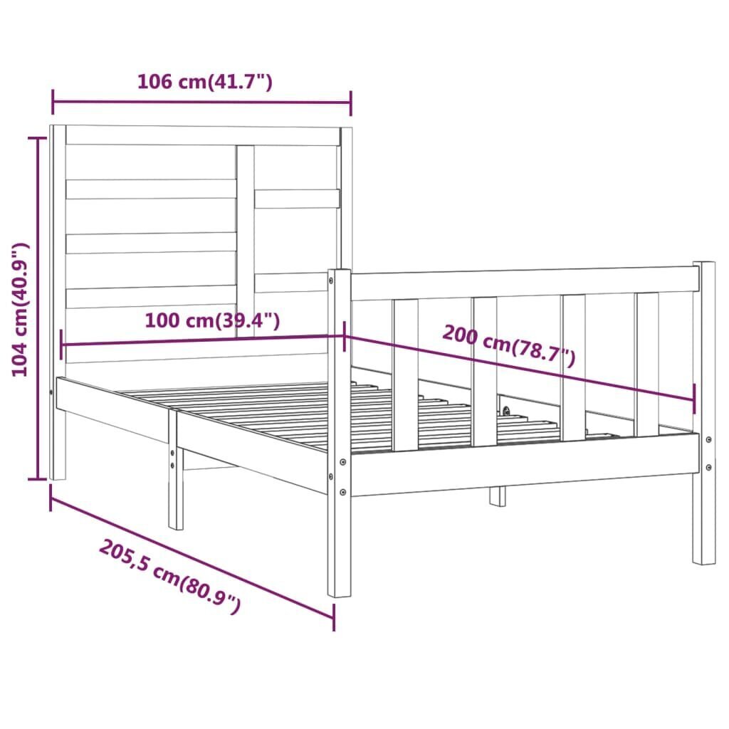 Sängynrunko täysi mänty 100x200 cm hinta ja tiedot | Sängyt | hobbyhall.fi