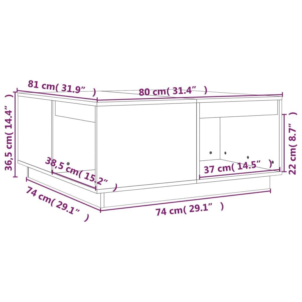 Sohvapöytä musta 80x81x36,5 cm täysi mänty hinta ja tiedot | Sohvapöydät | hobbyhall.fi