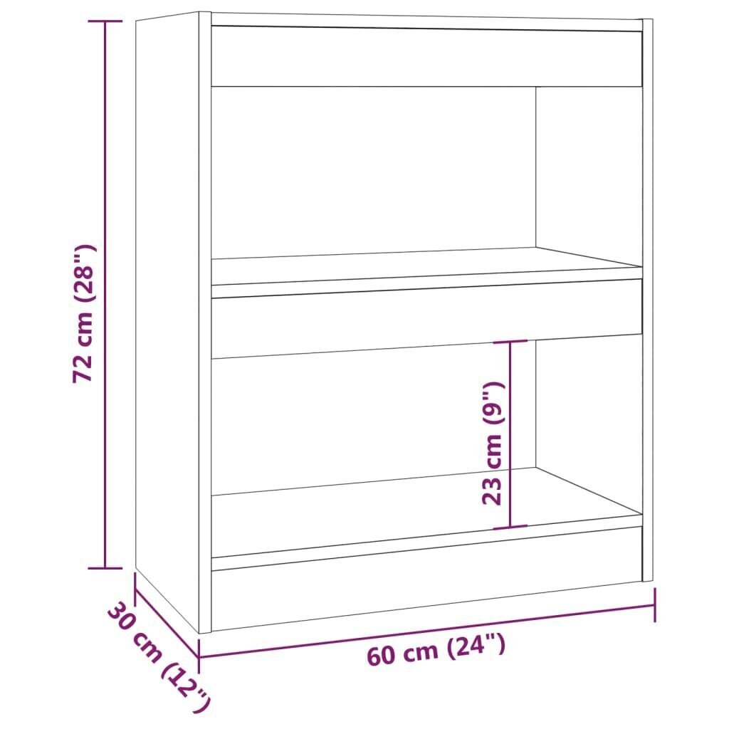 Kirjahylly/tilanjakaja harmaa Sonoma 60x30x72 cm hinta ja tiedot | Hyllyt | hobbyhall.fi