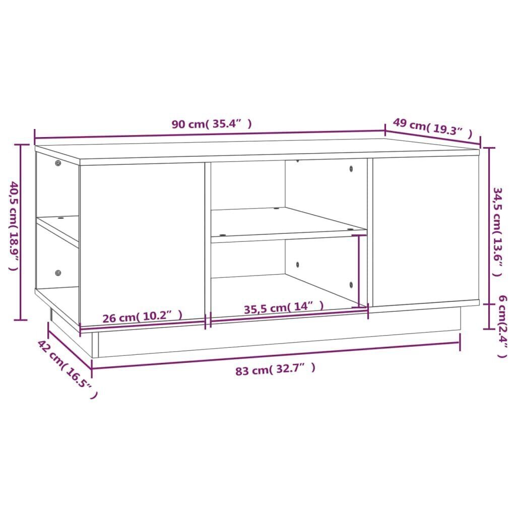 Sohvapöytä hunajanruskea 90x49x40,5 cm täysi mänty hinta ja tiedot | Sohvapöydät | hobbyhall.fi