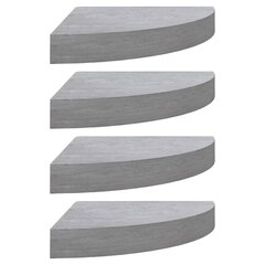 Seinäkulmahyllyt 4 kpl betoninharmaa 35x35x3,8 cm MDF hinta ja tiedot | Hyllyt | hobbyhall.fi