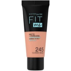 Nestemäinen meikkivoide Maybelline New York Fit Me! Matte &amp; Poreless, 245 Classic Beige, 30 ml hinta ja tiedot | Meikkivoiteet ja puuterit | hobbyhall.fi